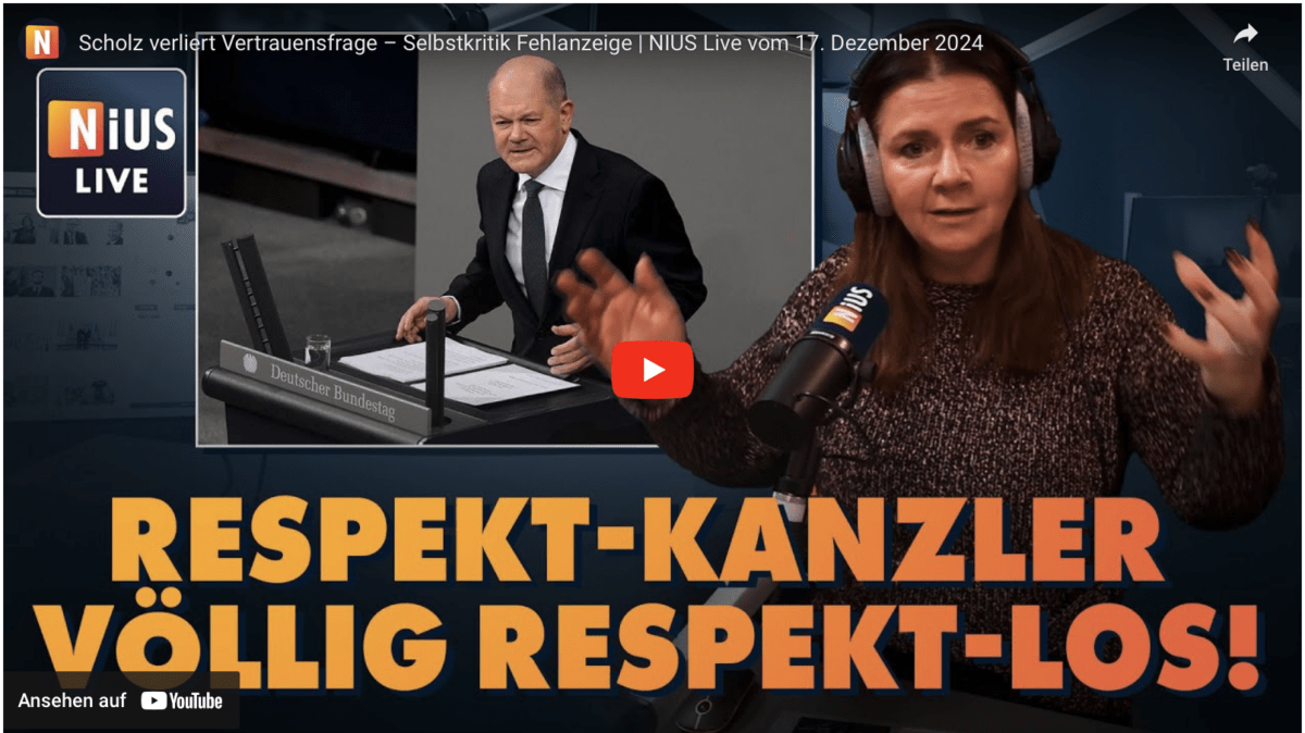 cholz verliert Vertrauensfrage – Selbstkritik Fehlanzeige | NIUS Live vom 17. Dezember 2024