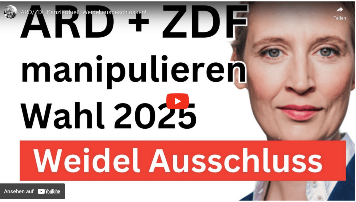 ARD/ZDF Kanzlerduell: Weidel ausgeschlossen!