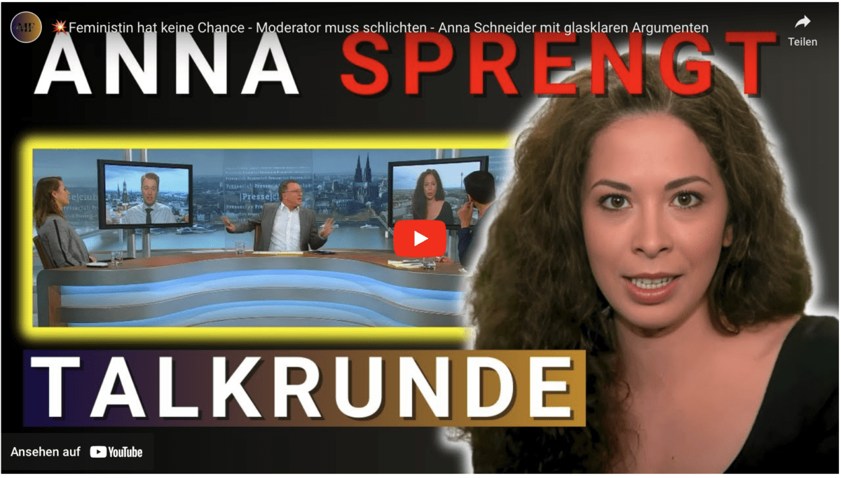 Feministin hat keine Chance – Moderator muss schlichten – Anna Schneider mit glasklaren Argumenten