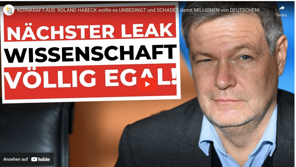 KERNKRAFT-AUS: ROLAND HABECK wollte es UNBEDINGT und SCHADET damit MILLIONEN von DEUTSCHEN!