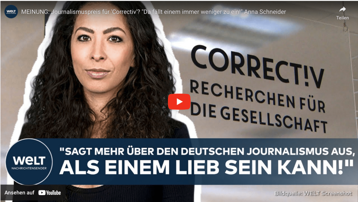 MEINUNG: Journalismuspreis für ‚Correctiv‘? „Da fällt einem immer weniger zu ein!“ Anna Schneider