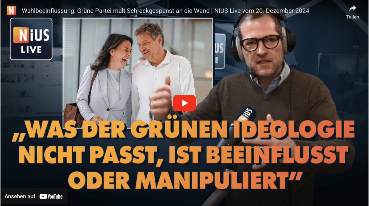 Wahlbeeinflussung: Grüne Partei malt Schreckgespenst an die Wand | NIUS Live vom 20. Dezember 2024