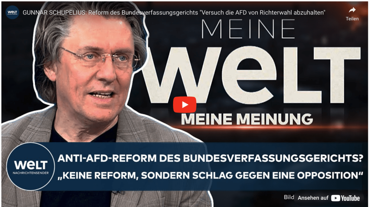 GUNNAR SCHUPELIUS: Reform des Bundesverfassungsgerichts „Versuch die AFD von Richterwahl abzuhalten“