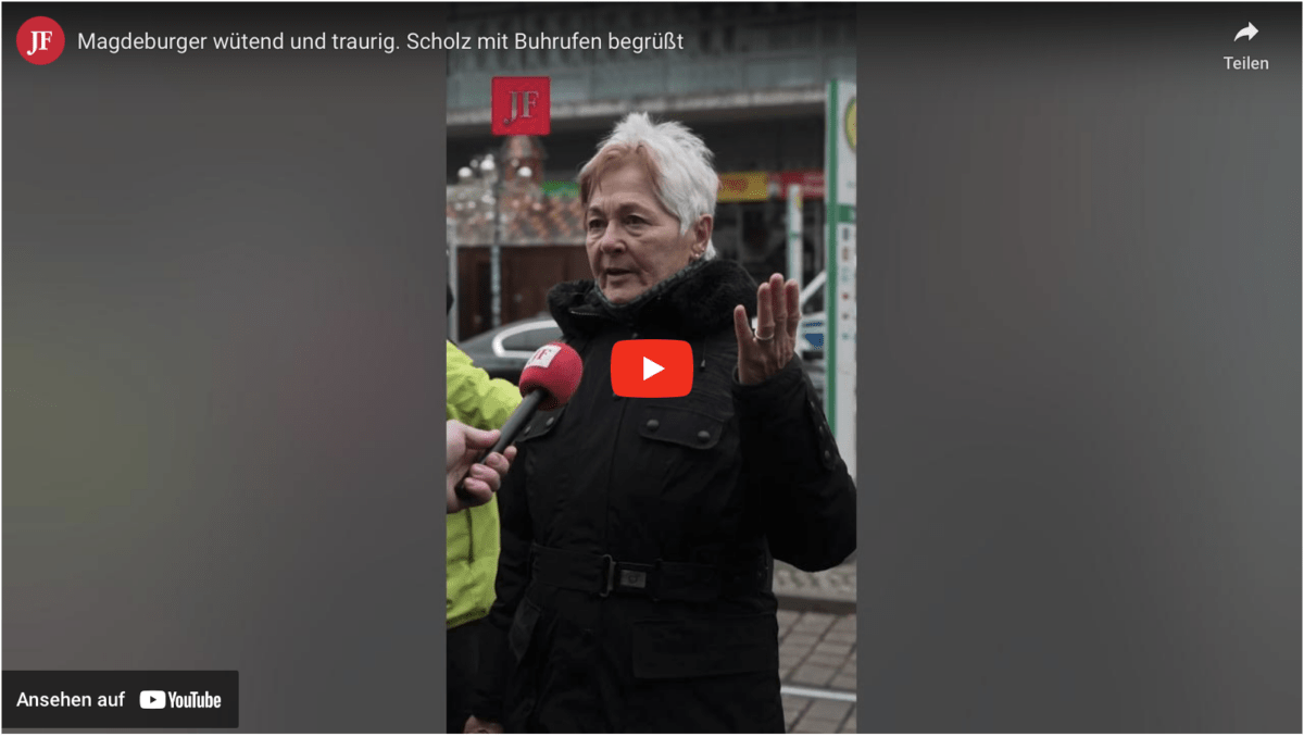 Magdeburger wütend und traurig. Scholz mit Buhrufen begrüßt.