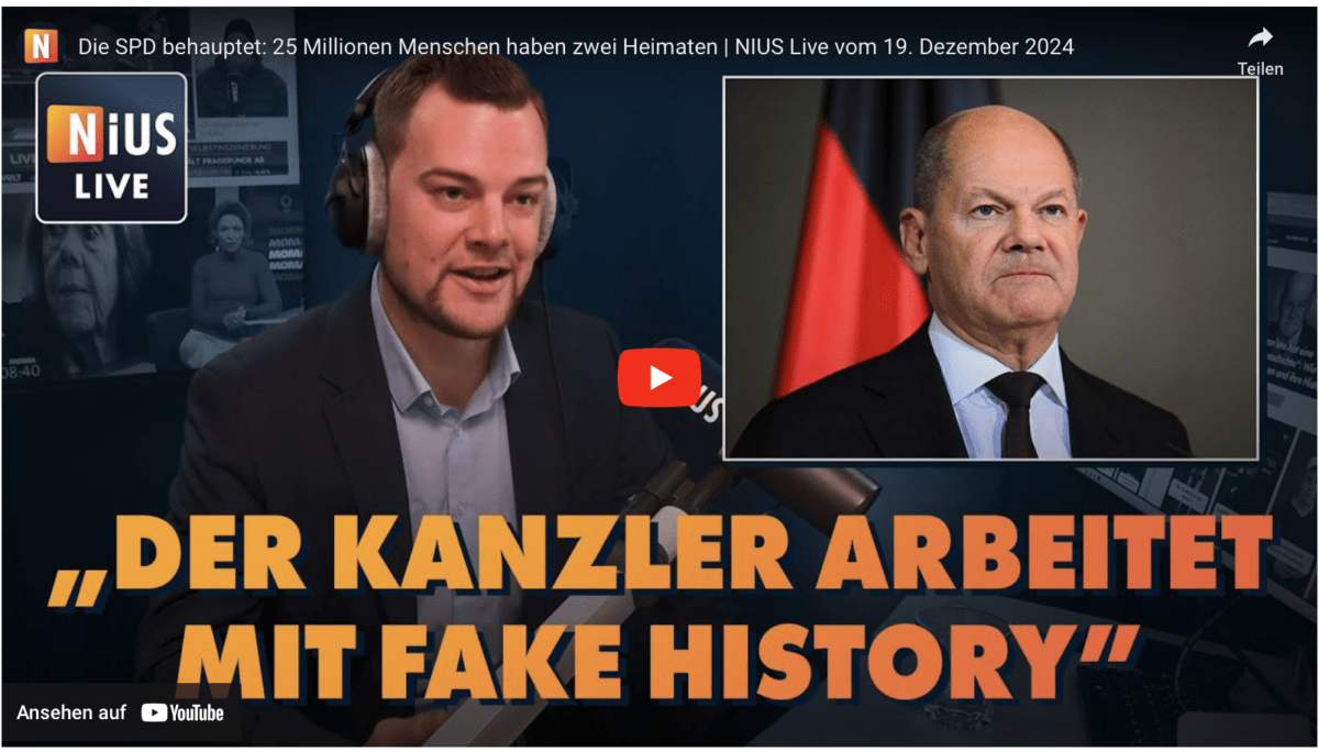 Die SPD behauptet: 25 Millionen Menschen haben zwei Heimaten | NIUS Live vom 19. Dezember 2024