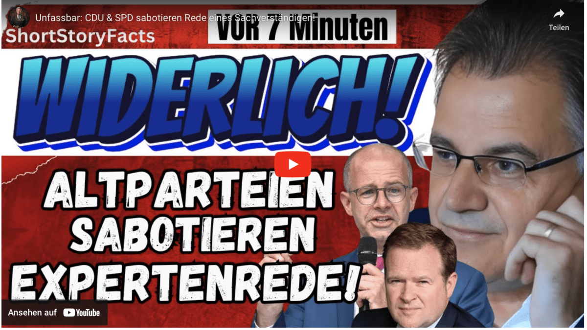 Unfassbar: CDU & SPD sabotieren Rede eines Sachverständigen!