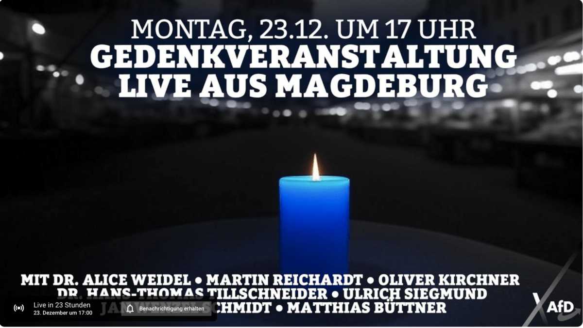 Live aus #Magdeburg: Gedenkveranstaltung der #AfD Sachsen-Anhalt