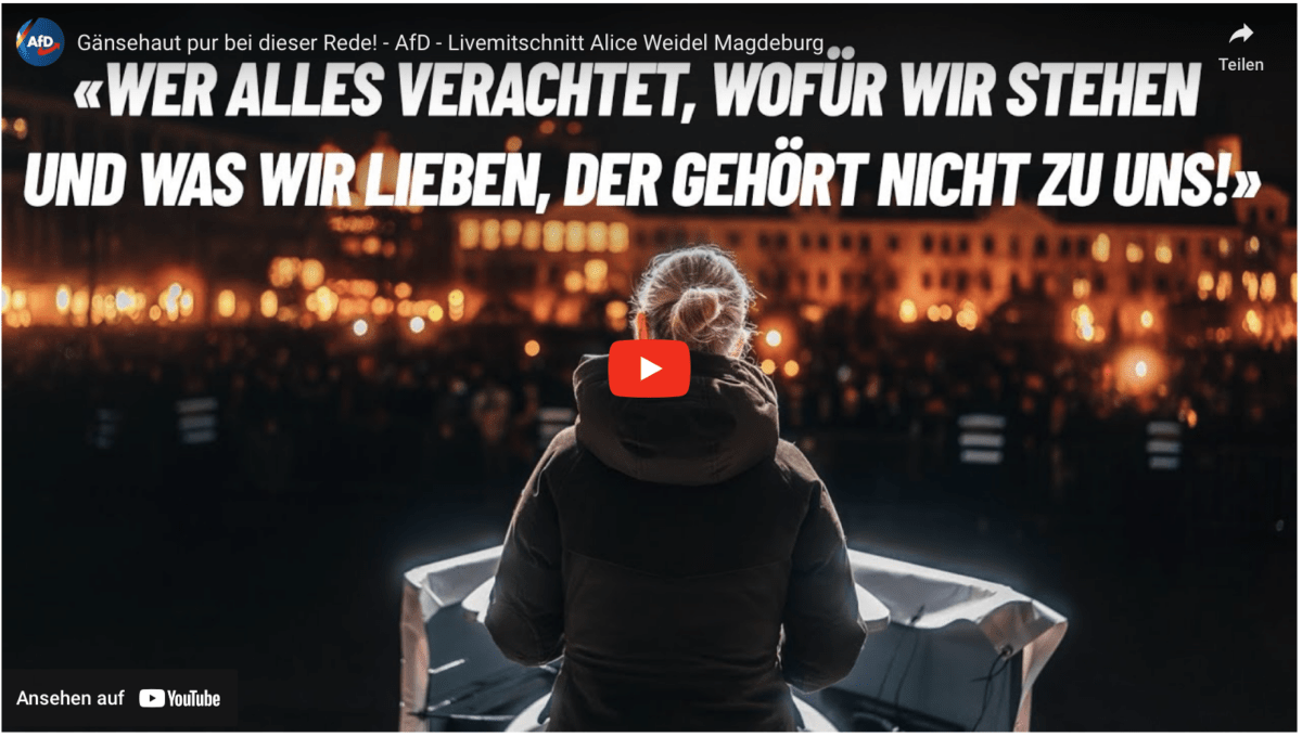 Gänsehaut pur bei dieser Rede! – AfD – Livemitschnitt Alice Weidel Magdeburg