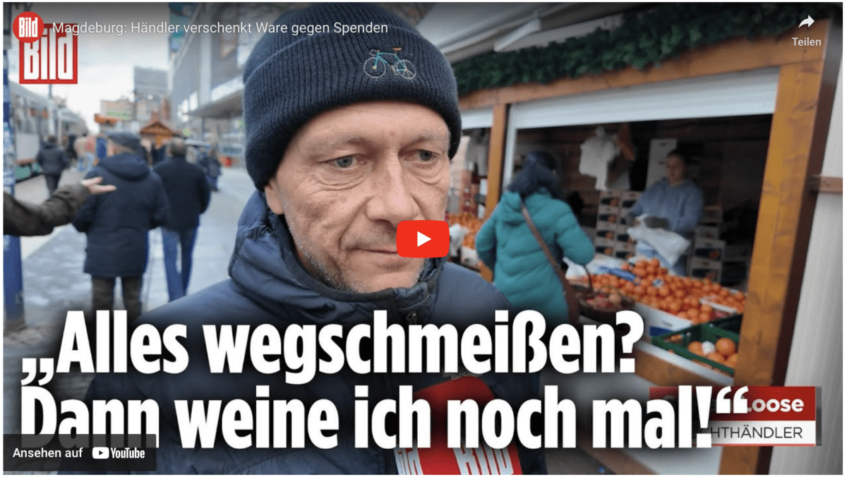 Magdeburg: Händler verschenkt Ware gegen Spenden