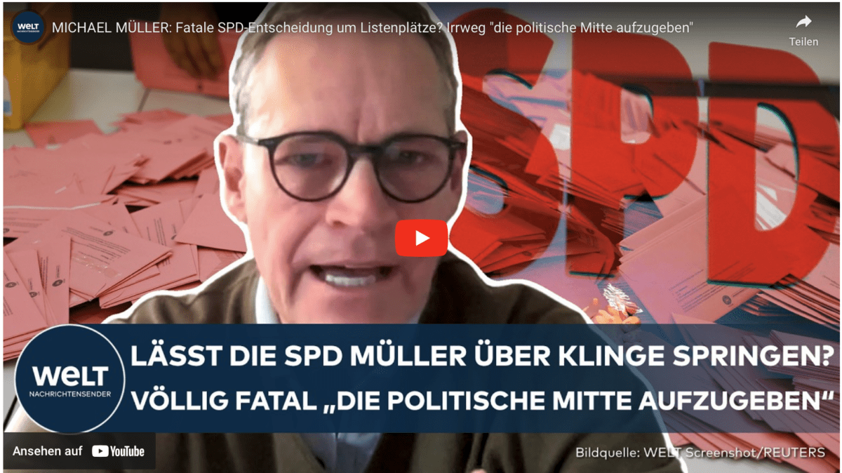 MICHAEL MÜLLER: Fatale SPD-Entscheidung um Listenplätze? Irrweg „die politische Mitte aufzugeben“