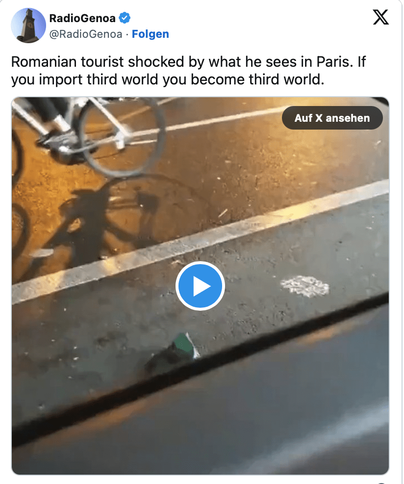 Rumänischer Tourist schockiert von dem, was er in Paris sieht. Wenn Sie die Dritte Welt importieren, werden Sie zur Dritten Welt.