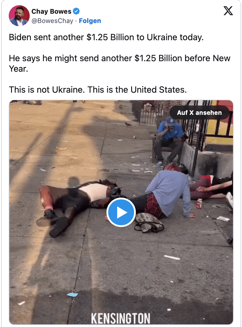 US-Schock: Biden hat heute weitere 1,25 Milliarden Dollar an die Ukraine geschickt. Für die USA hat er kein Geld!