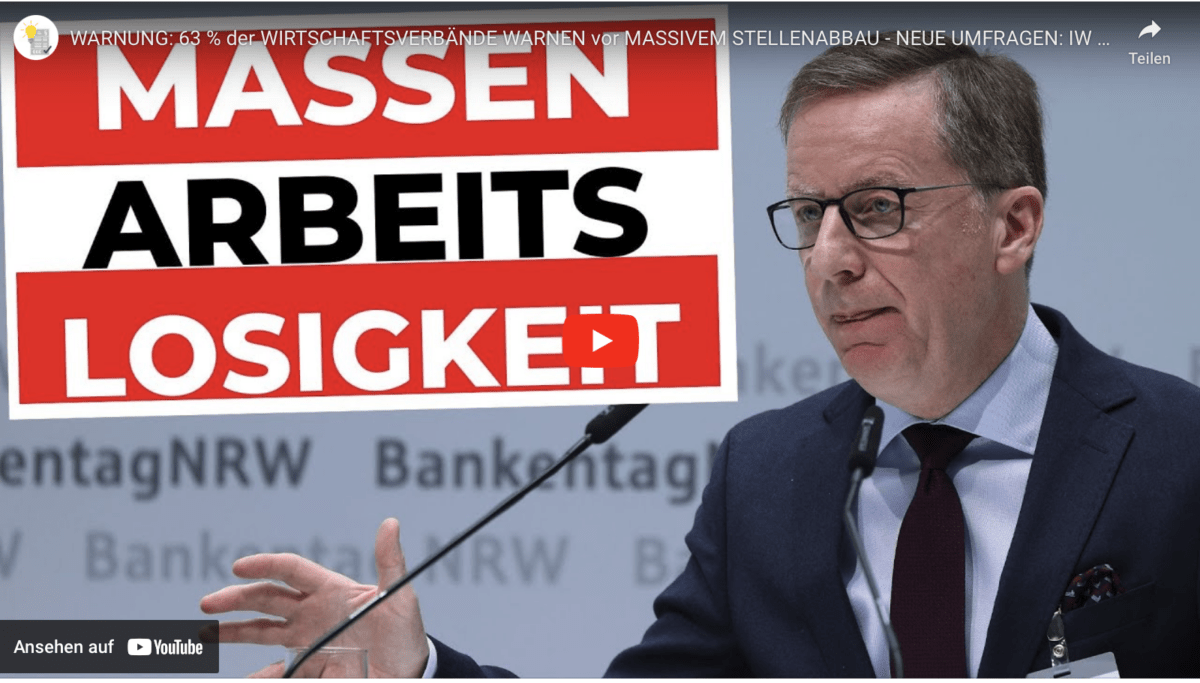WARNUNG: 63 % der WIRTSCHAFTSVERBÄNDE WARNEN vor MASSIVEM STELLENABBAU – NEUE UMFRAGEN: IW und EY