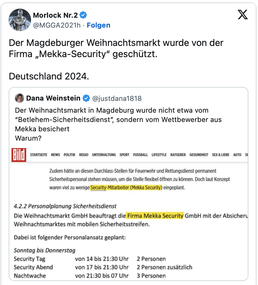 Paukenschlag!!! Der Magdeburger Weihnachtsmarkt wurde von der Firma „Mekka-Security“ geschützt!