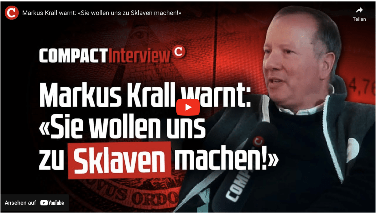 Markus Krall warnt: «Sie wollen uns zu Sklaven machen!»