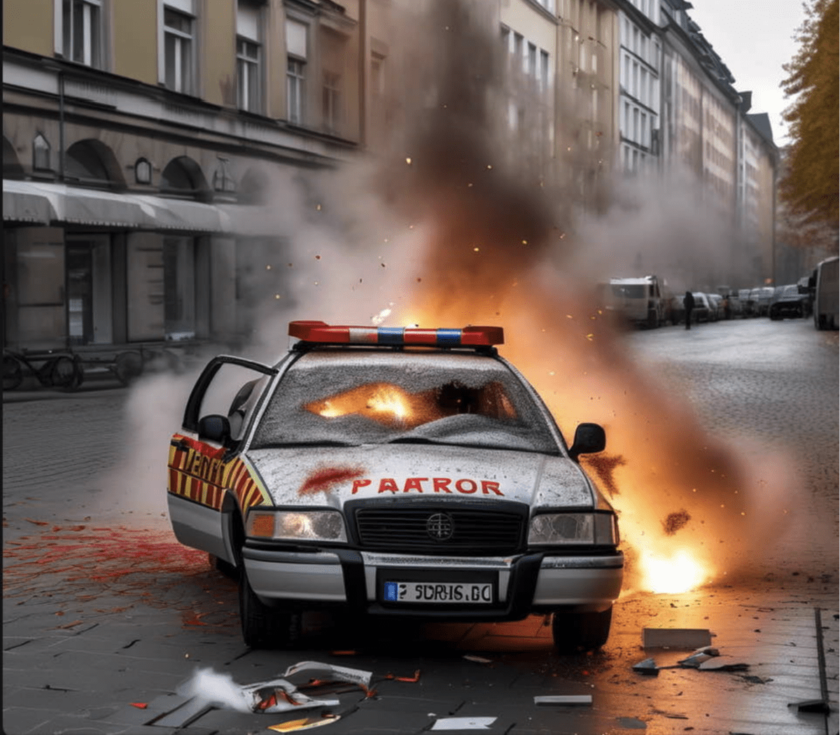Berlin: Streifenwagen mit Holzlatte und Feuerwerk angegriffen!