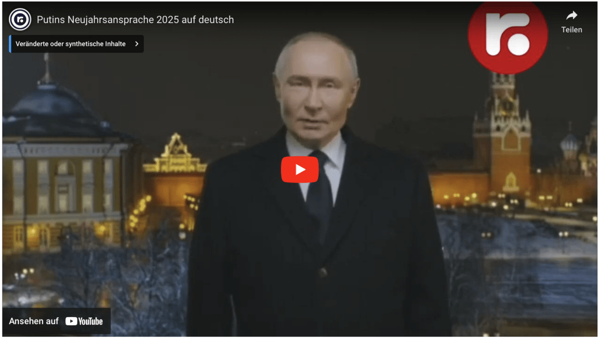 Putins Neujahrsansprache 2025 auf deutsch