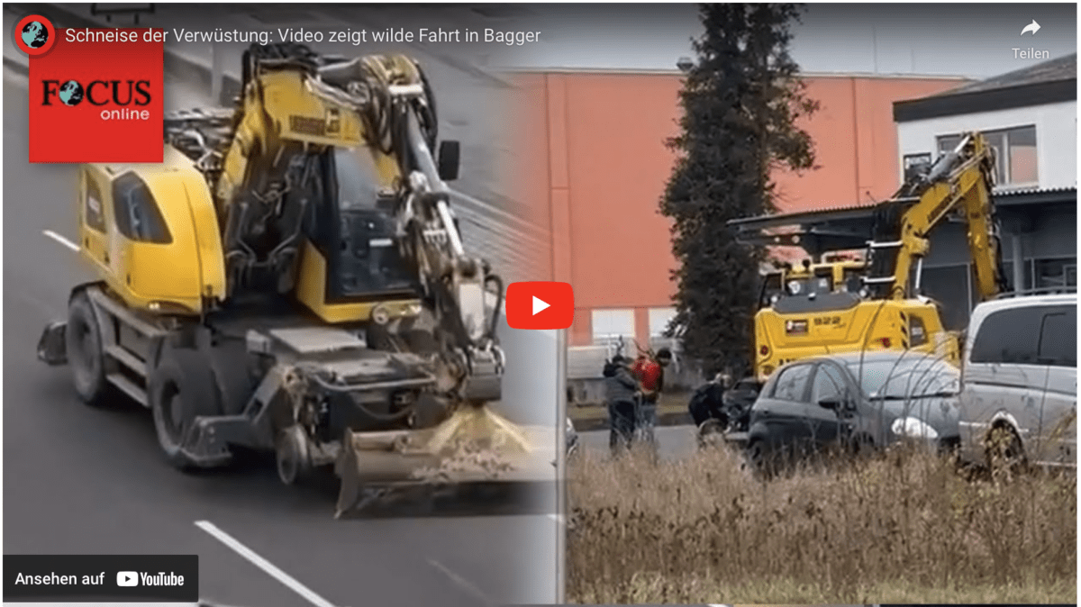 Schneise der Verwüstung: Video zeigt wilde Fahrt in Bagger
