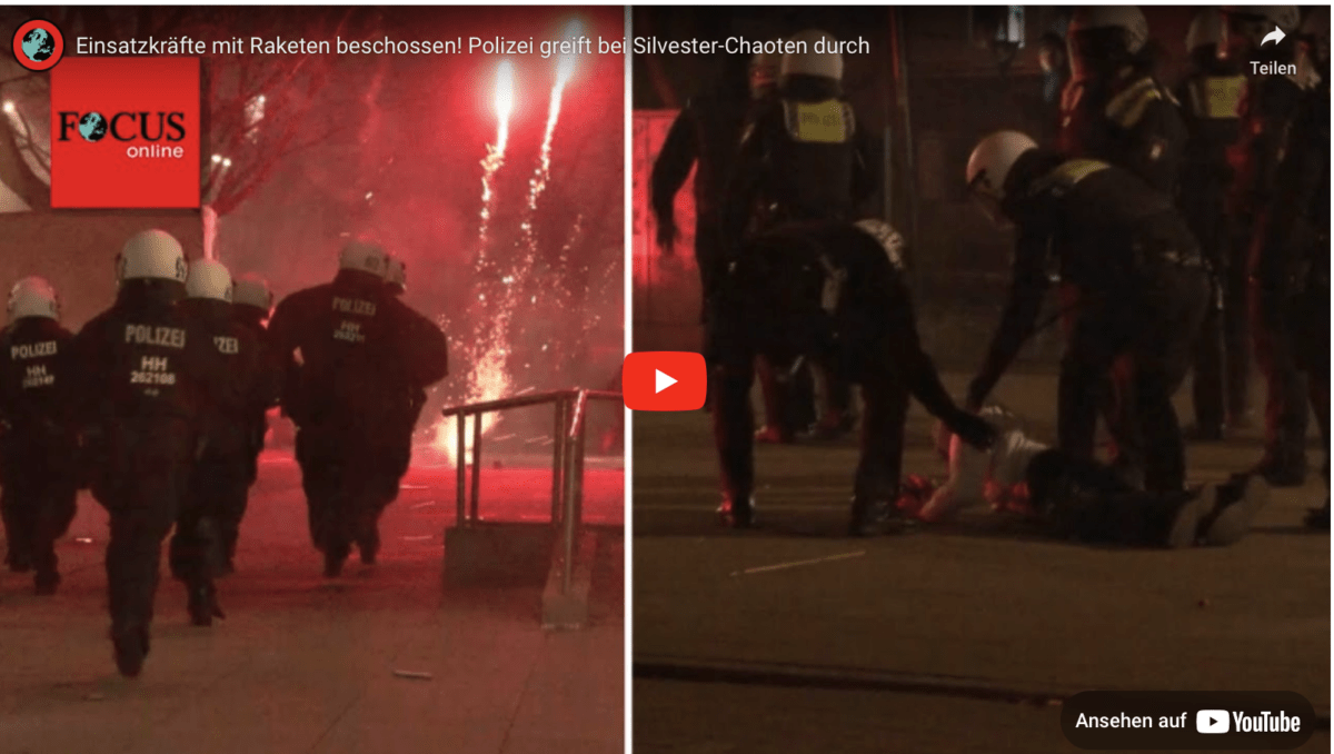 Einsatzkräfte mit Raketen beschossen! Polizei greift bei Silvester-Chaoten durch