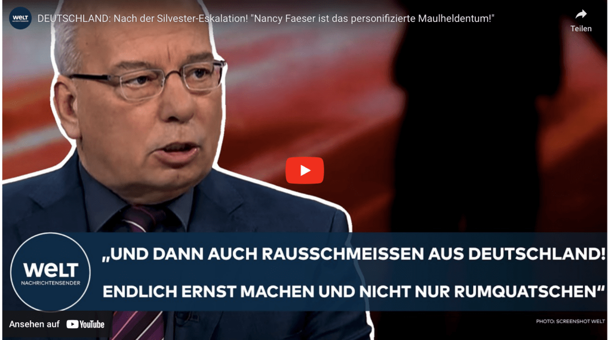 DEUTSCHLAND: Nach der Silvester-Eskalation! „Nancy Faeser ist das personifizierte Maulheldentum!“