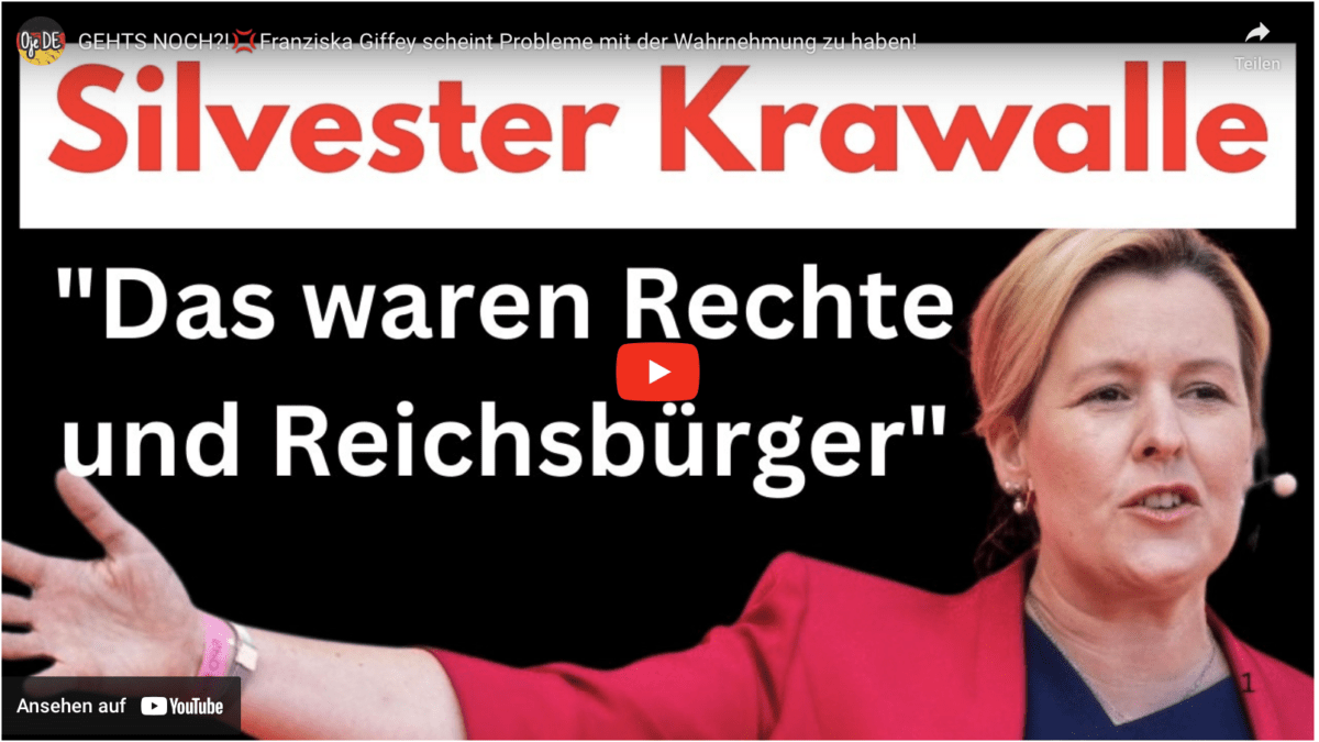 GEHTS NOCH?! Franziska Giffey scheint Probleme mit der Wahrnehmung an Silvester zu haben! Nazis sind Schuld!