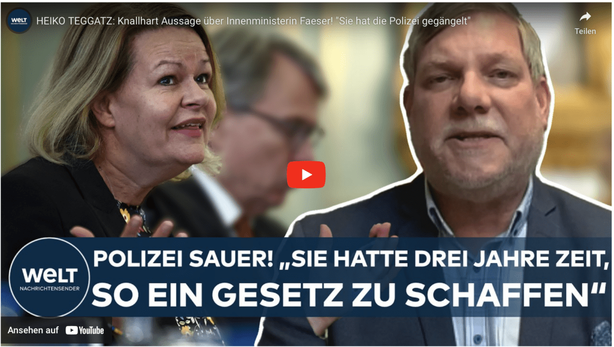HEIKO TEGGATZ: Knallhart Aussage über Innenministerin Faeser! „Sie hat die Polizei gegängelt“
