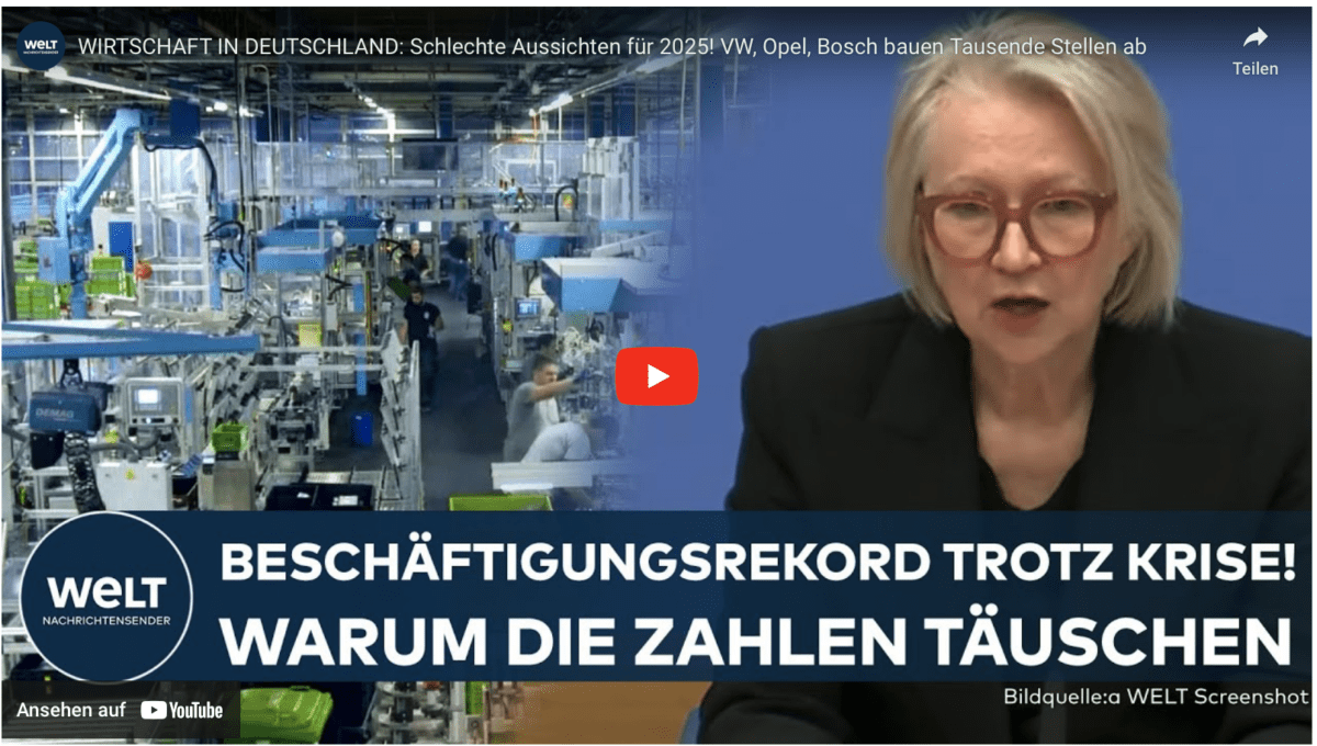 WIRTSCHAFT IN DEUTSCHLAND: Schlechte Aussichten für 2025! VW, Opel, Bosch bauen Tausende Stellen ab