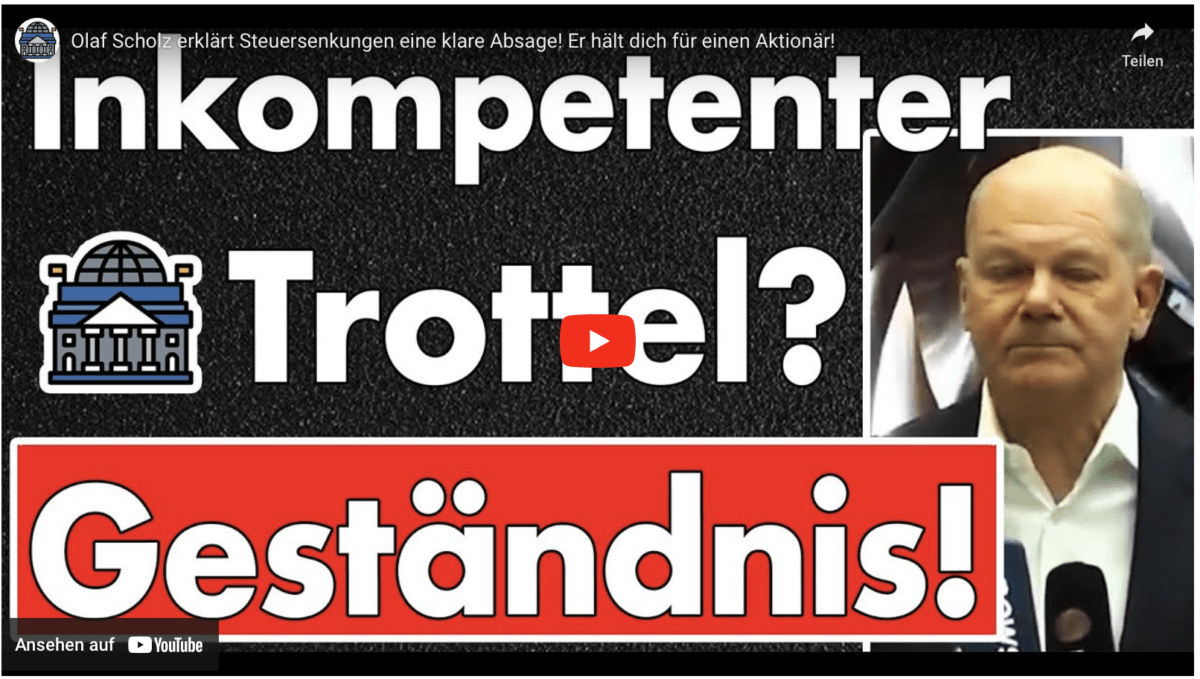 Olaf Scholz erklärt Steuersenkungen eine klare Absage! Er hält dich für einen Aktionär!
