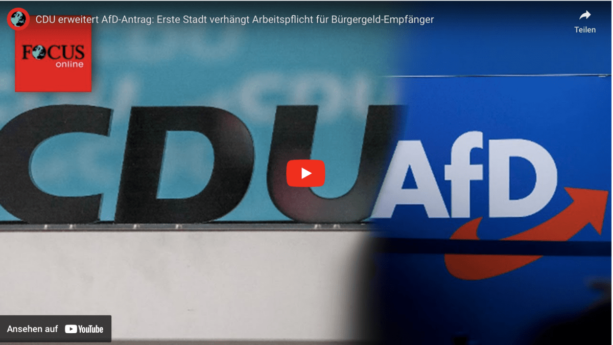 CDU erweitert AfD-Antrag: Erste Stadt verhängt Arbeitspflicht für Bürgergeld-Empfänger