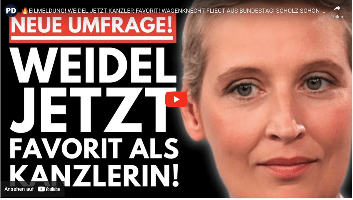 EILMELDUNG! WEIDEL JETZT KANZLER-FAVORIT! WAGENKNECHT FLIEGT AUS BUNDESTAG! SCHOLZ SCHON RAUS?!