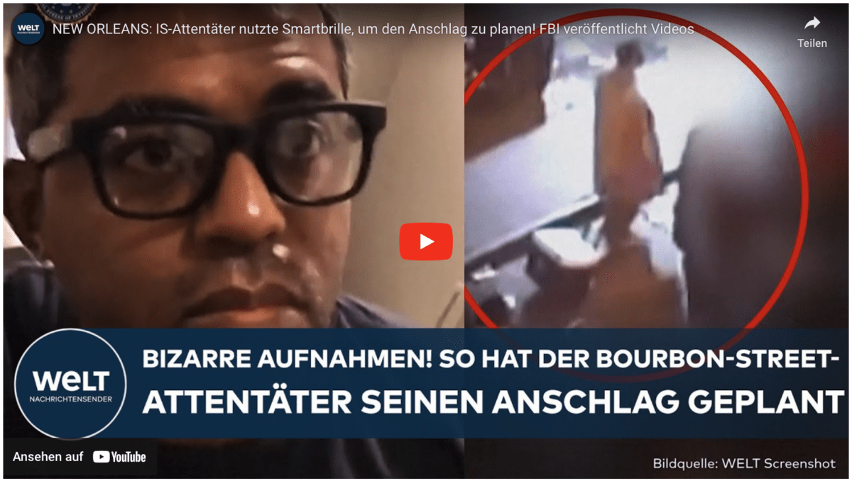 NEW ORLEANS: IS-Attentäter nutzte Smartbrille, um den Anschlag zu planen! FBI veröffentlicht Videos