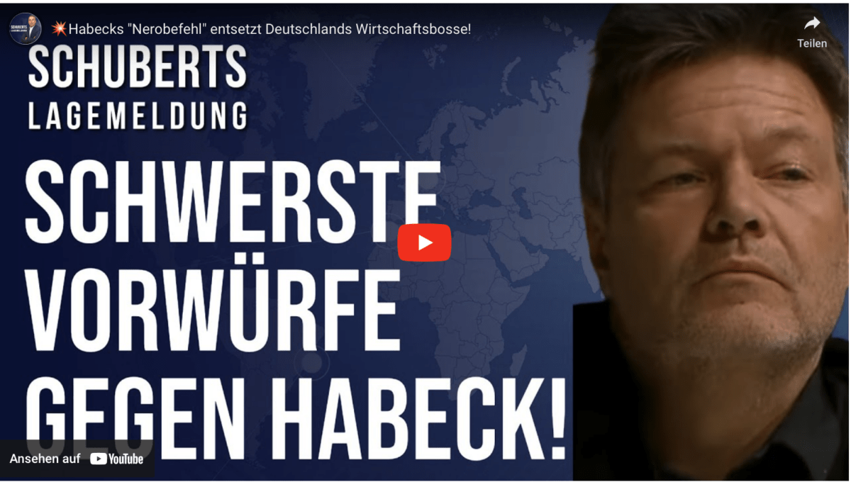 Habecks „Nerobefehl“ entsetzt Deutschlands Wirtschaftsbosse!