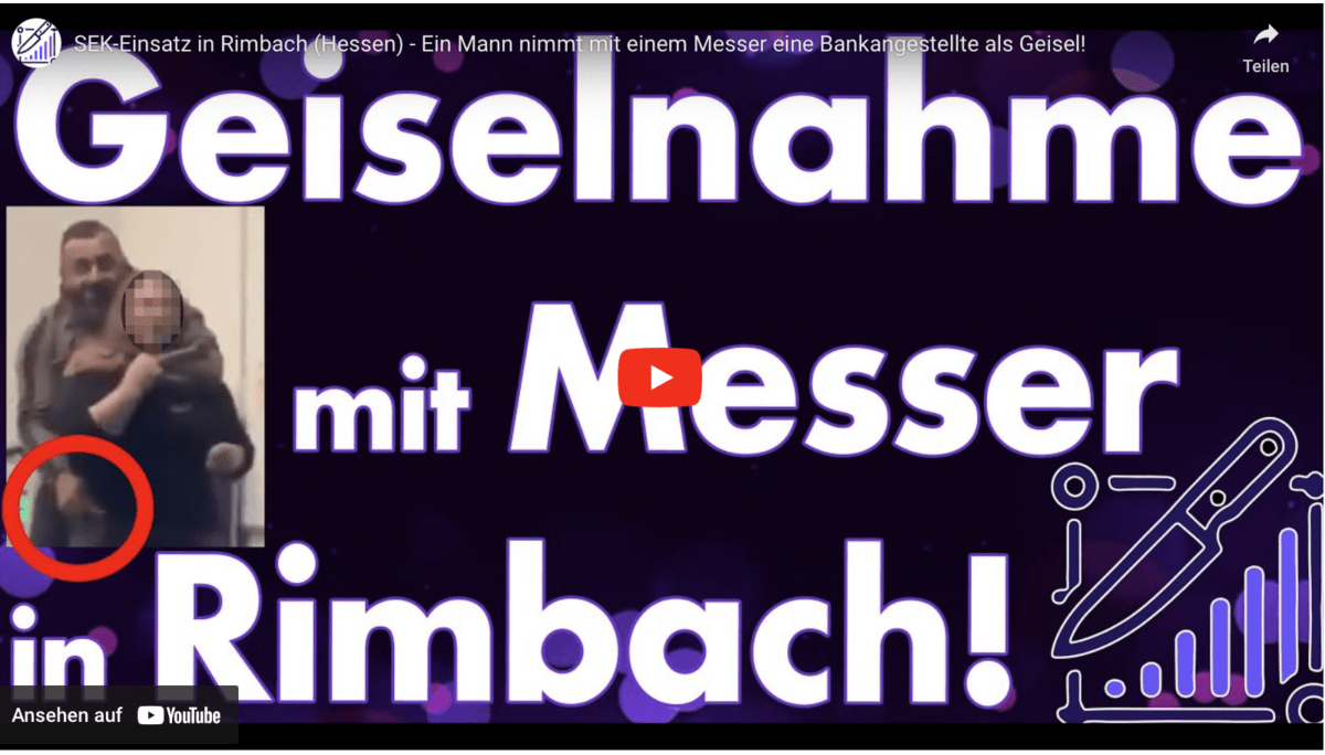 SEK-Einsatz in Rimbach (Hessen) – Ein Mann nimmt mit einem Messer eine Bankangestellte als Geisel!