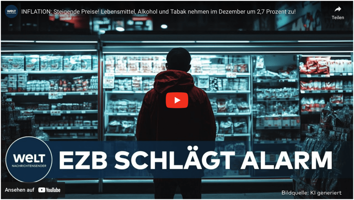 INFLATION: Steigende Preise! Lebensmittel, Alkohol und Tabak nehmen im Dezember um 2,7 Prozent zu!