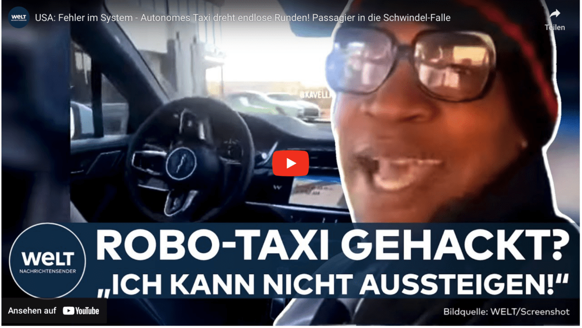 USA: Fehler im System – Autonomes Taxi dreht endlose Runden! Passagier in die Schwindel-Falle