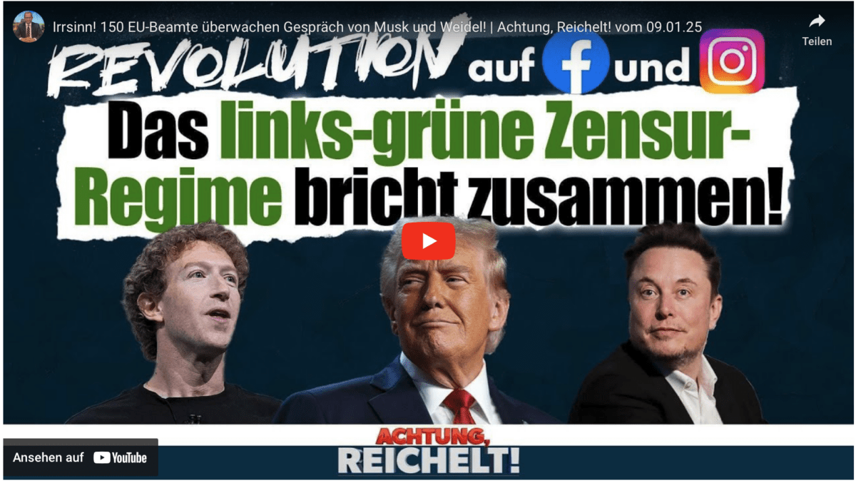Irrsinn! 150 EU-Beamte überwachen Gespräch von Musk und Weidel! | Achtung, Reichelt! vom 09.01.25