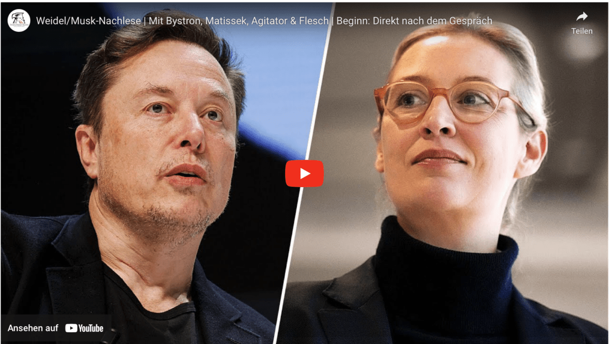 Weidel/Musk-Nachlese | Mit Bystron, Matissek, Agitator & Flesch | Beginn: Direkt nach dem Gespräch