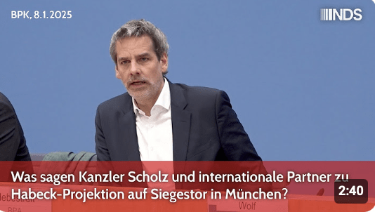 Was sagen Kanzler Scholz &internationale Partner zu Habeck-Projektion auf Siegestor München? NDS BPK