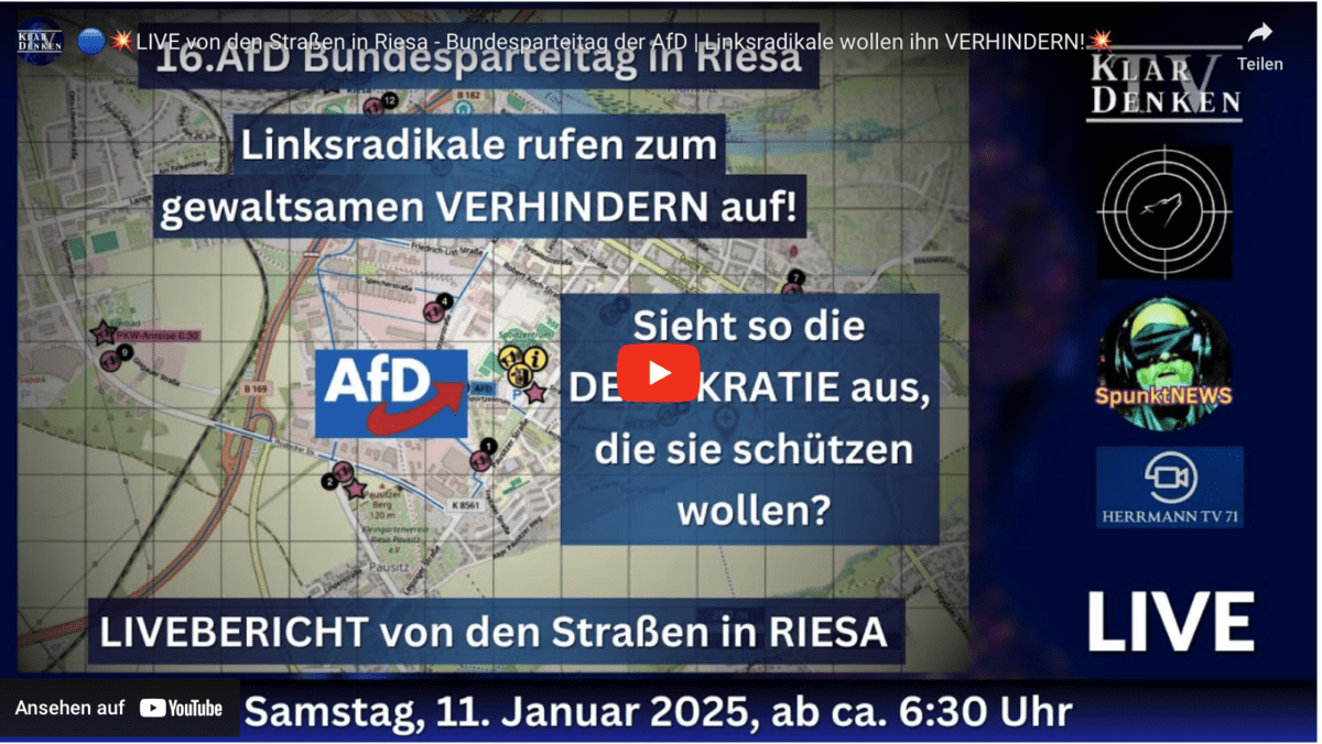 LIVE von den Straßen in Riesa – Bundesparteitag der AfD | Linksradikale wollen ihn VERHINDERN!
