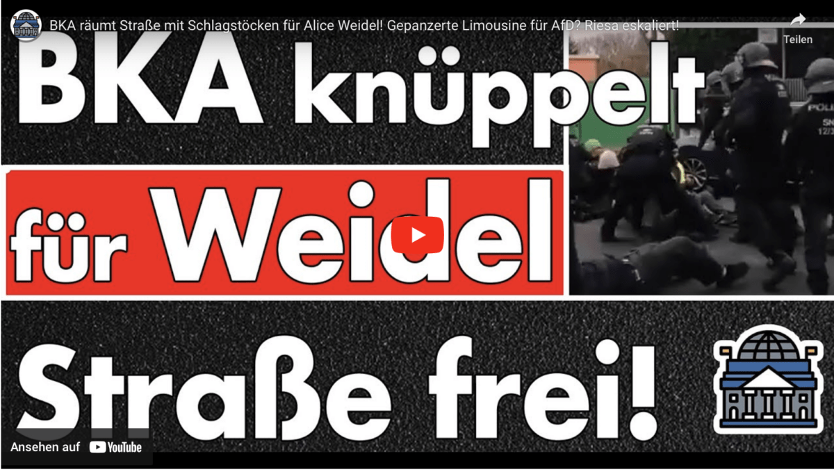 BKA räumt Straße mit Schlagstöcken für Alice Weidel! Gepanzerte Limousine für AfD? Riesa eskaliert!