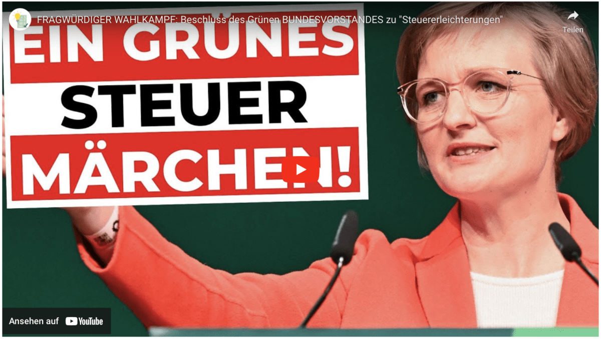 FRAGWÜRDIGER WAHLKAMPF: Beschluss des Grünen BUNDESVORSTANDES zu „Steuererleichterungen“