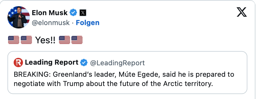 Eilmeldung: Grönlands Regierungschef Múte Egede erklärte, er sei bereit, mit Trump über die Zukunft des arktischen Gebiets zu verhandeln.