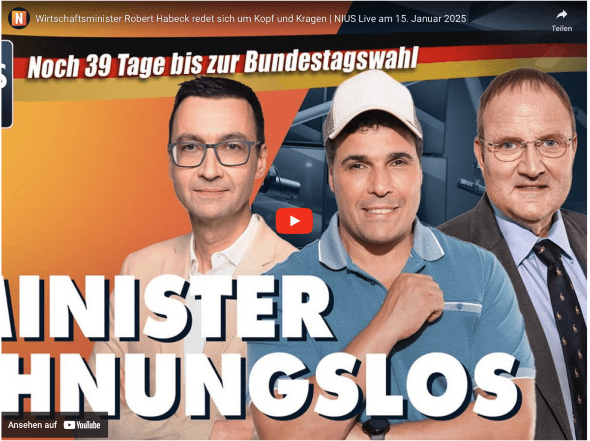 Wirtschaftsminister Robert Habeck redet sich um Kopf und Kragen | NIUS Live am 15. Januar 2025