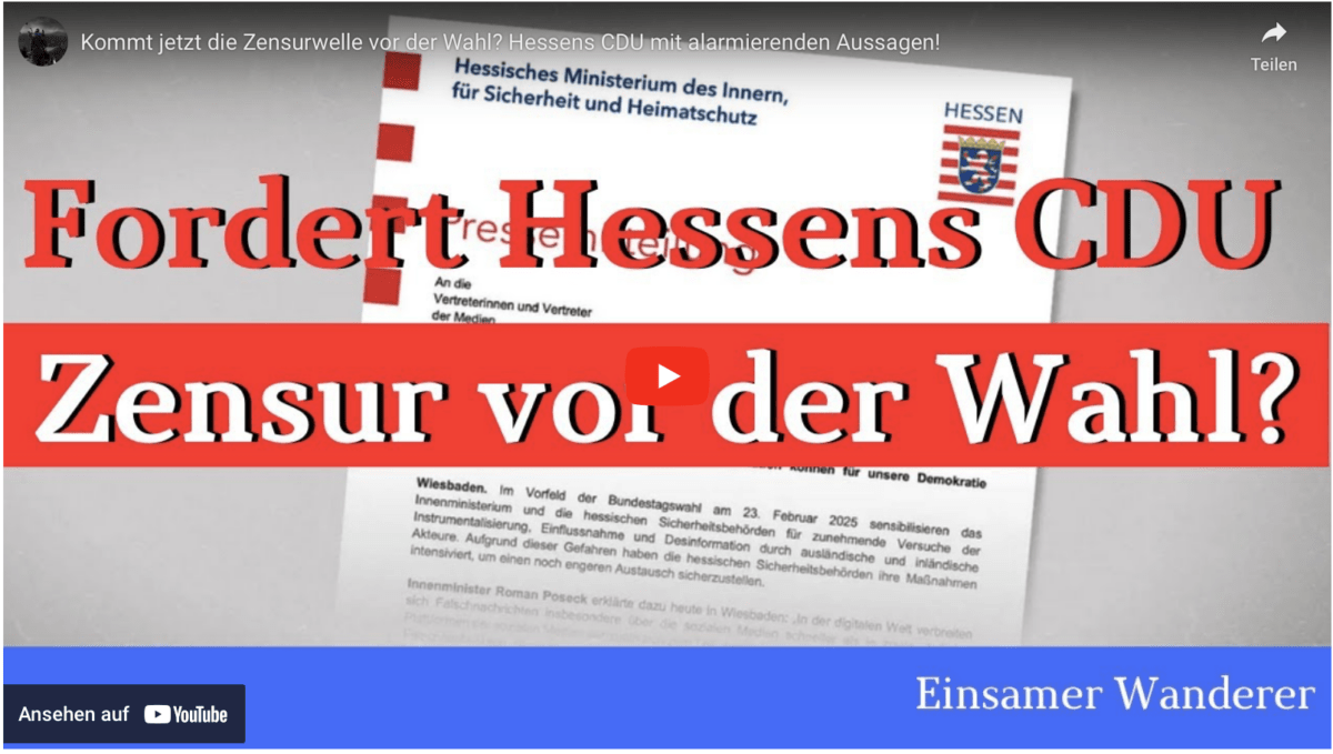 Kommt jetzt die Zensurwelle vor der Wahl? Hessens CDU mit alarmierenden Aussagen!
