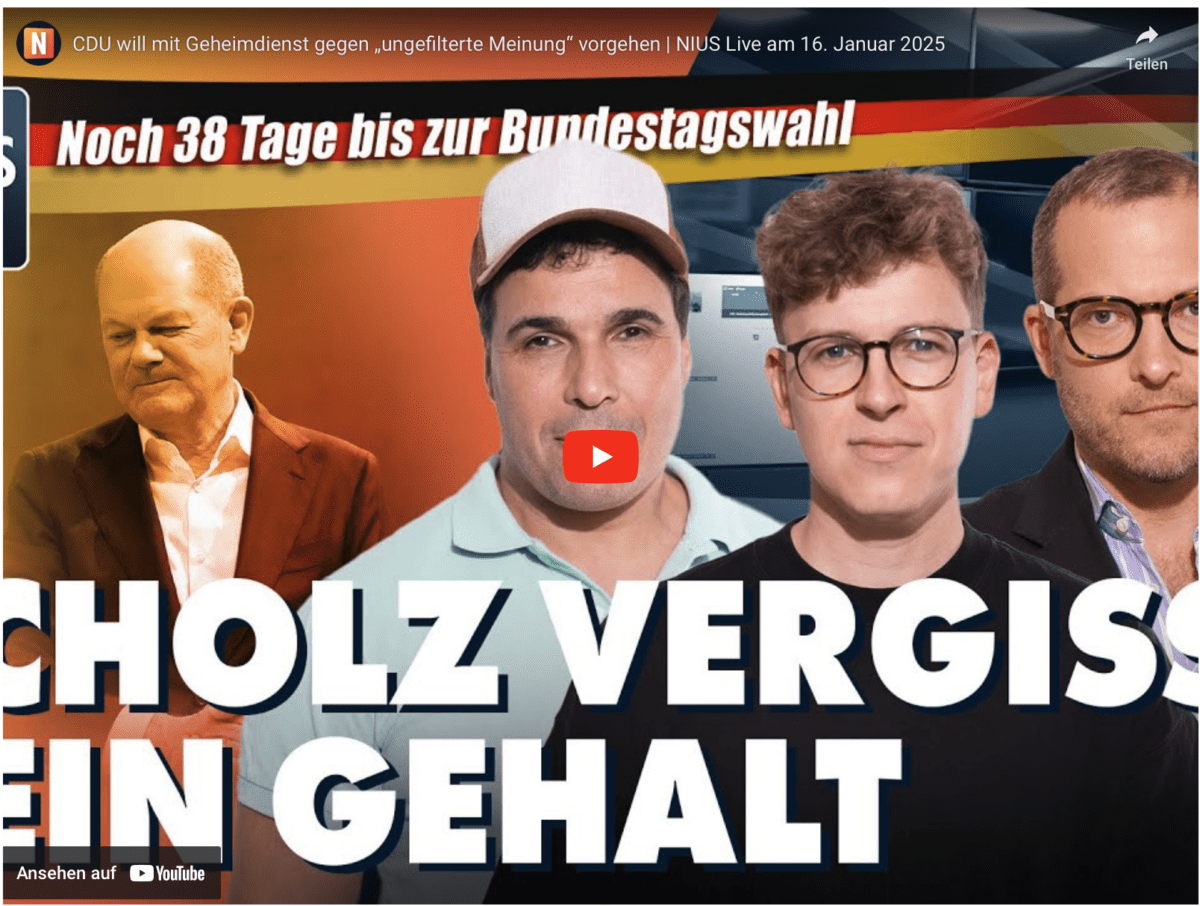 CDU will mit Geheimdienst gegen „ungefilterte Meinung“ vorgehen | NIUS Live am 16. Januar 2025