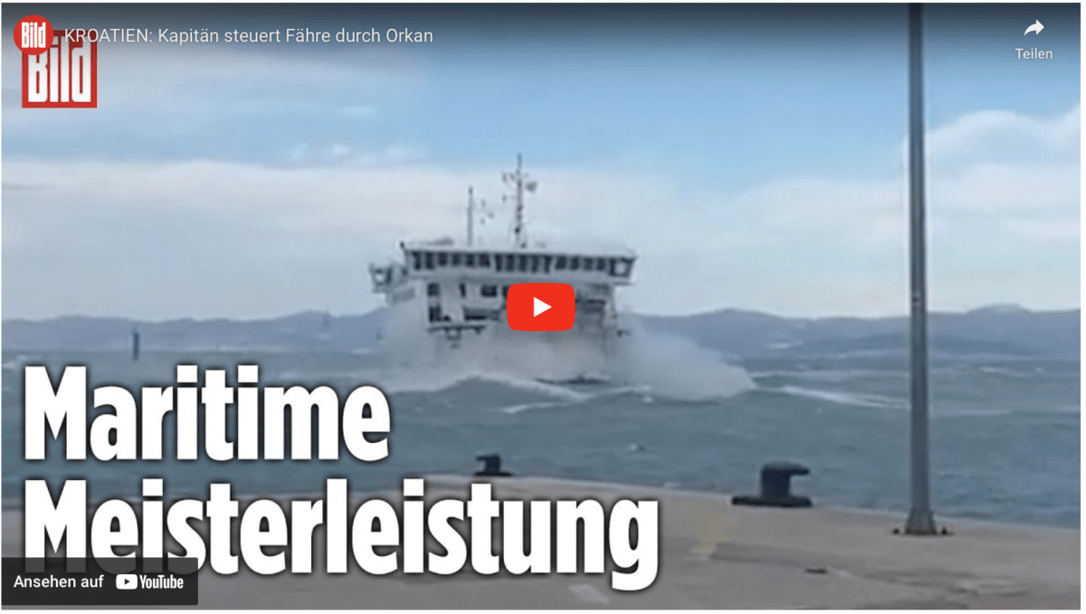 KROATIEN: Kapitän steuert Fähre durch Orkan