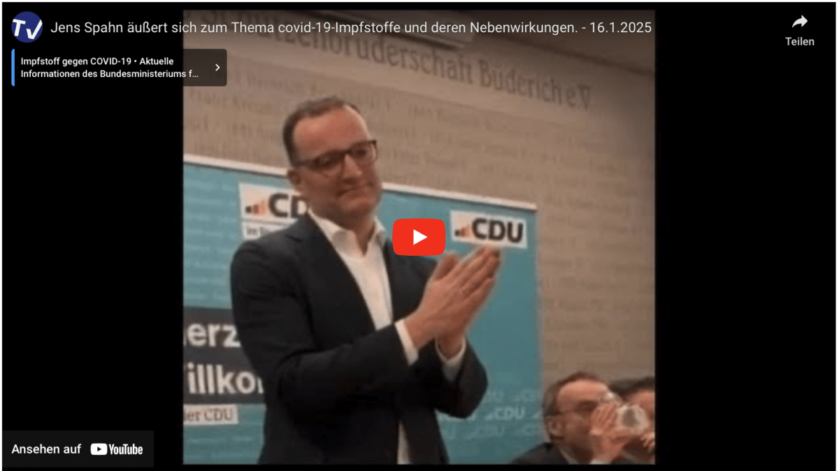 Jens Spahn äußert sich zum Thema covid-19-Impfstoffe und deren Nebenwirkungen. – 16.1.2025