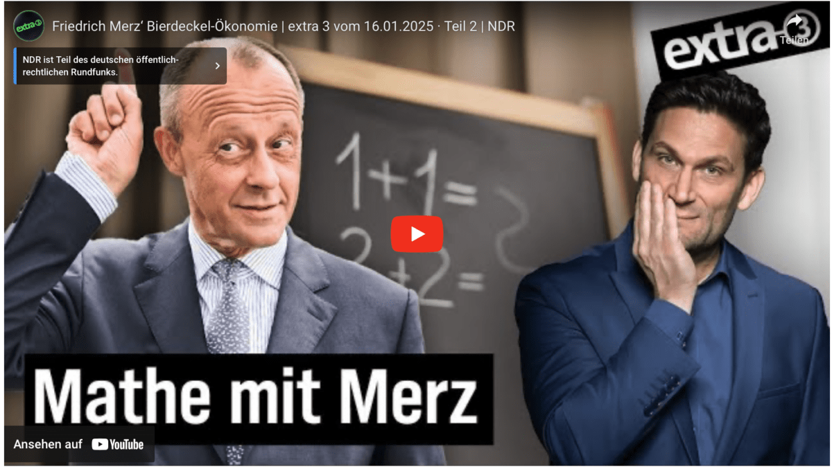 Friedrich Merz‘ Bierdeckel-Ökonomie | extra 3 vom 16.01.2025 · Teil 2 | NDR