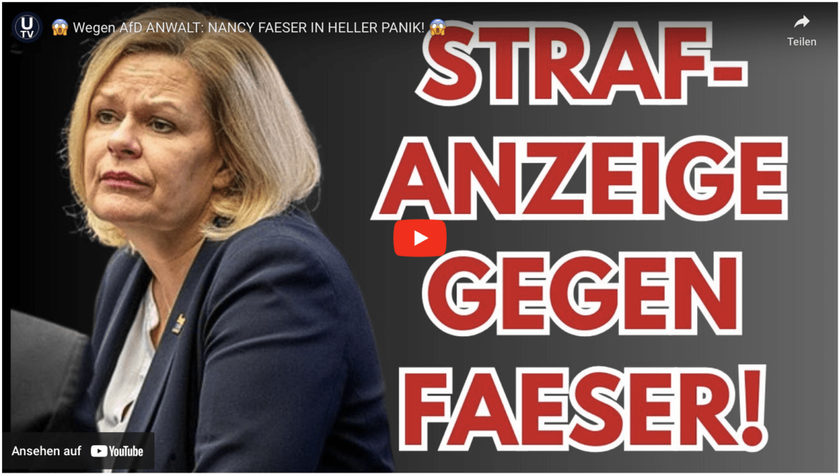 Wegen AfD ANWALT: NANCY FAESER IN HELLER PANIK! 