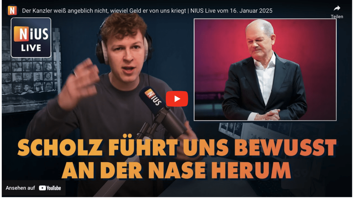 Der Kanzler weiß angeblich nicht, wieviel Geld er von uns kriegt | NIUS Live vom 16. Januar 2025